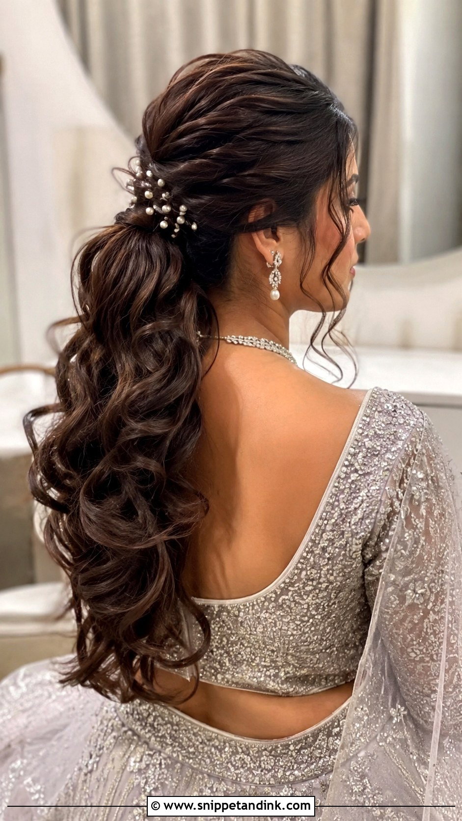 Voluminous Curled Ponytail - Snippet and Ink - 20 Indian Wedding Ponytail Hairstyles