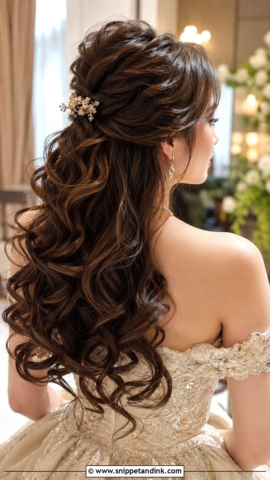 Voluminous Curls Half Up Style - Snippet and Ink - 25 Asian Wedding Hair Ideas