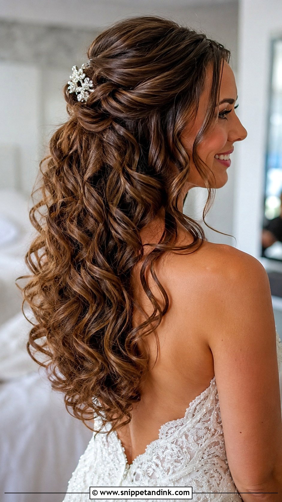 Voluminous Curls Half Up - Snippet and Ink - 30 Hairstyles for Bride