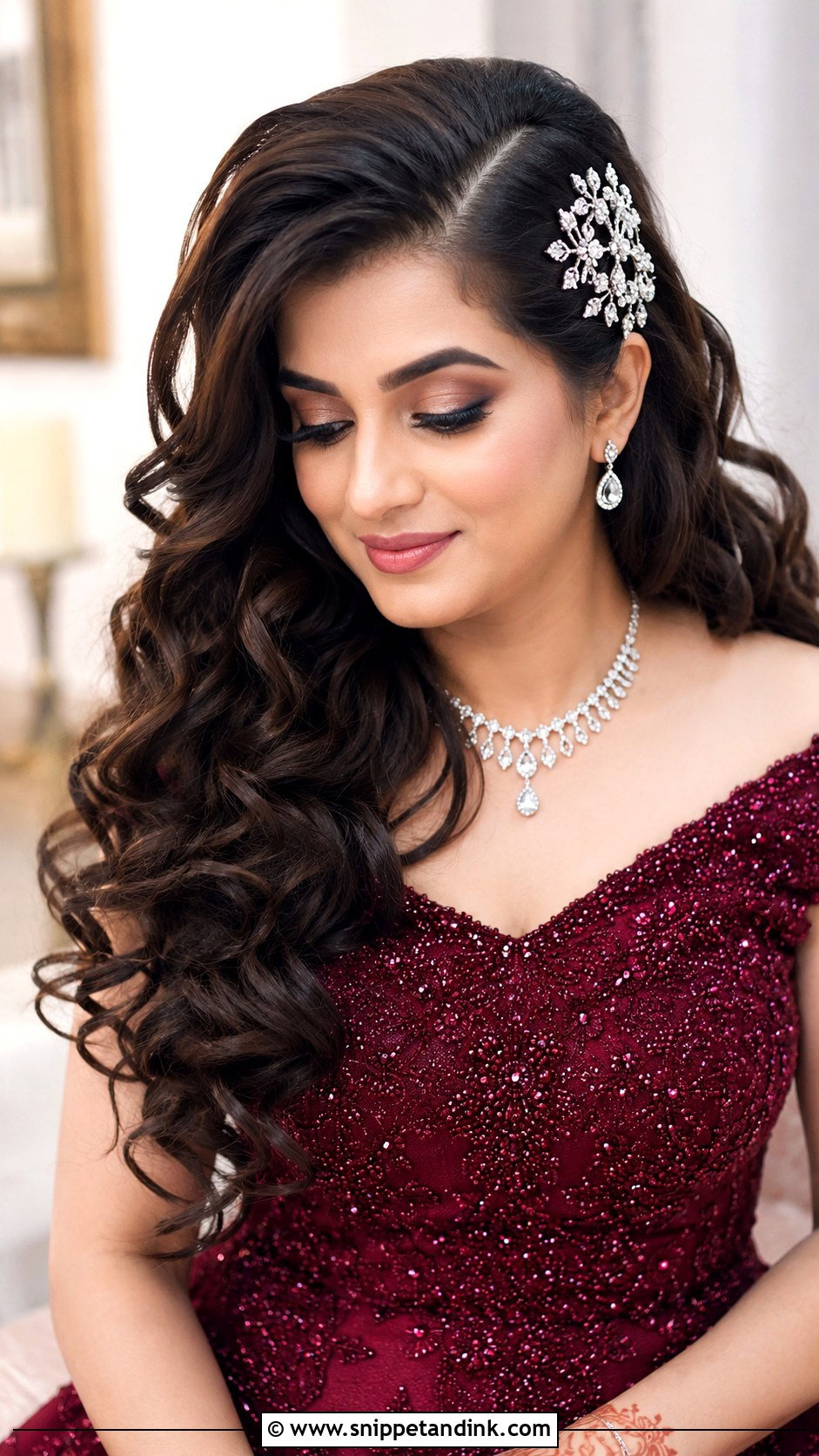 Voluminous Curls Side Parting - Snippet and Ink - 25 Indian Wedding Hairstyles for Bride
