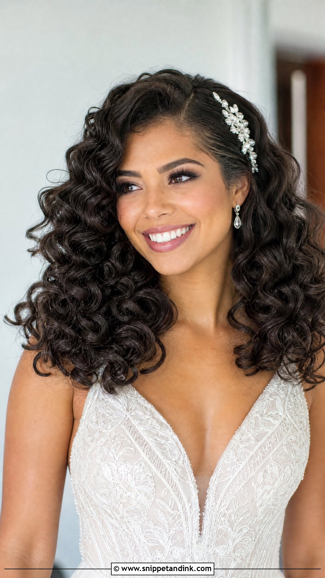 Voluminous Curls Wedding Hairstyle For Thick Hair - Snippet and Ink - 20 Thick Hair Wedding Styles
