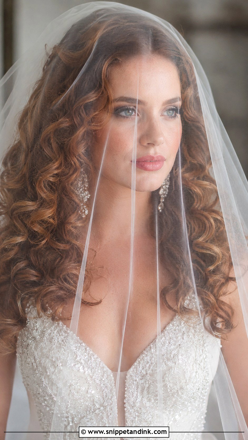 Voluminous Curls With Blusher Veil - Snippet and Ink - 25 Blusher Veil with Hair Down Ideas
