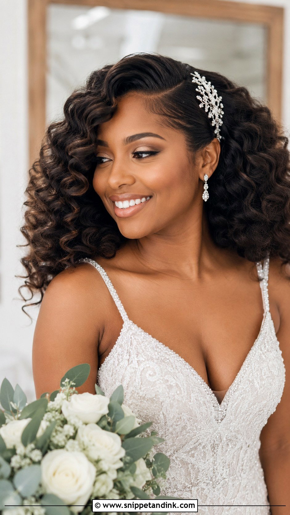 Voluminous Curls With Deep Side Part - Snippet and Ink - 20 Natural Hairstyles for Brides