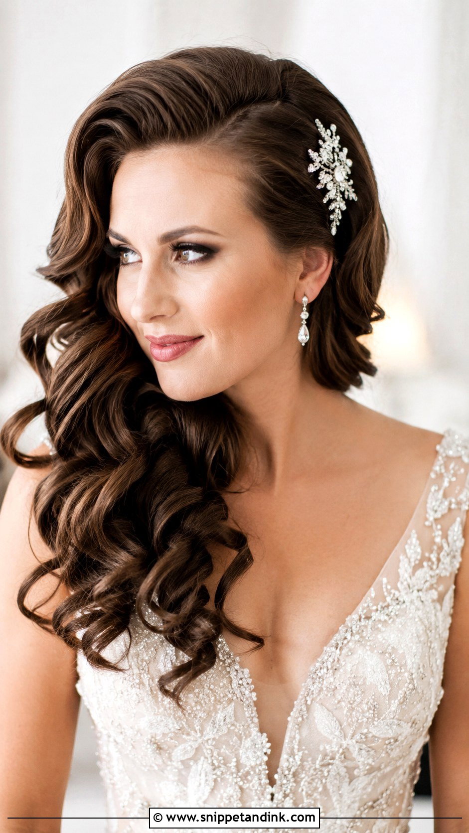 Voluminous Curls With Deep Side Part - Snippet and Ink - 20 Open Bridal Hairstyle Ideas