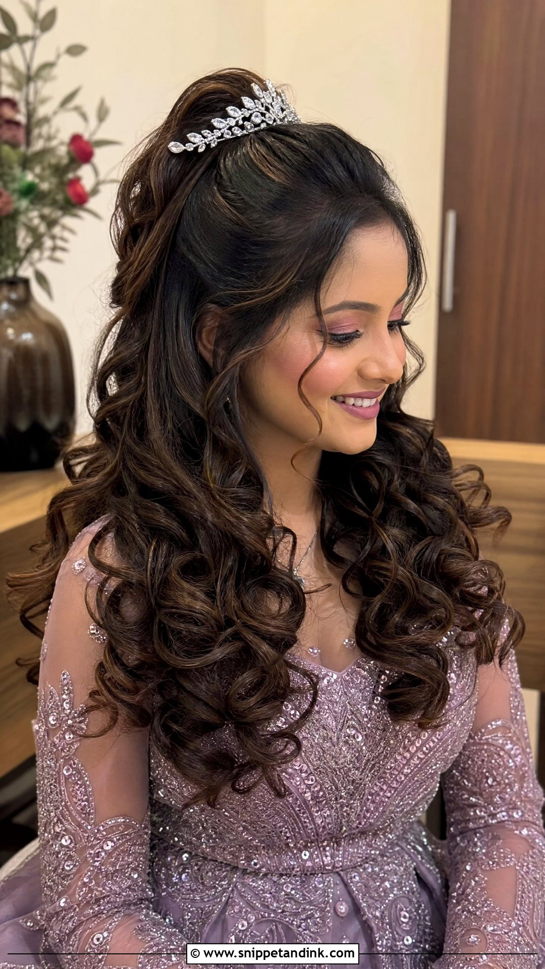 Voluminous Curls With Half Ponytail - Snippet and Ink - 20 Open Hairstyle for Wedding Functions Ideas