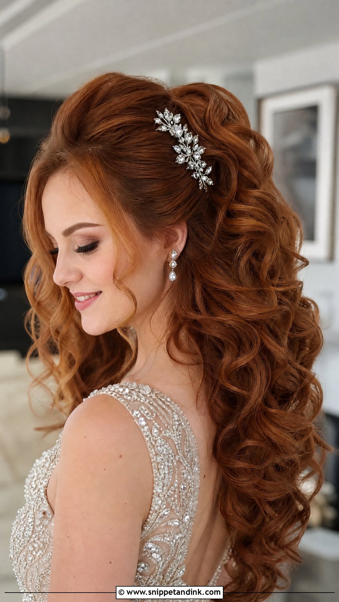 Voluminous Curls With a Rhinestone Comb - Snippet and Ink - 20 80s Wedding Hair Ideas
