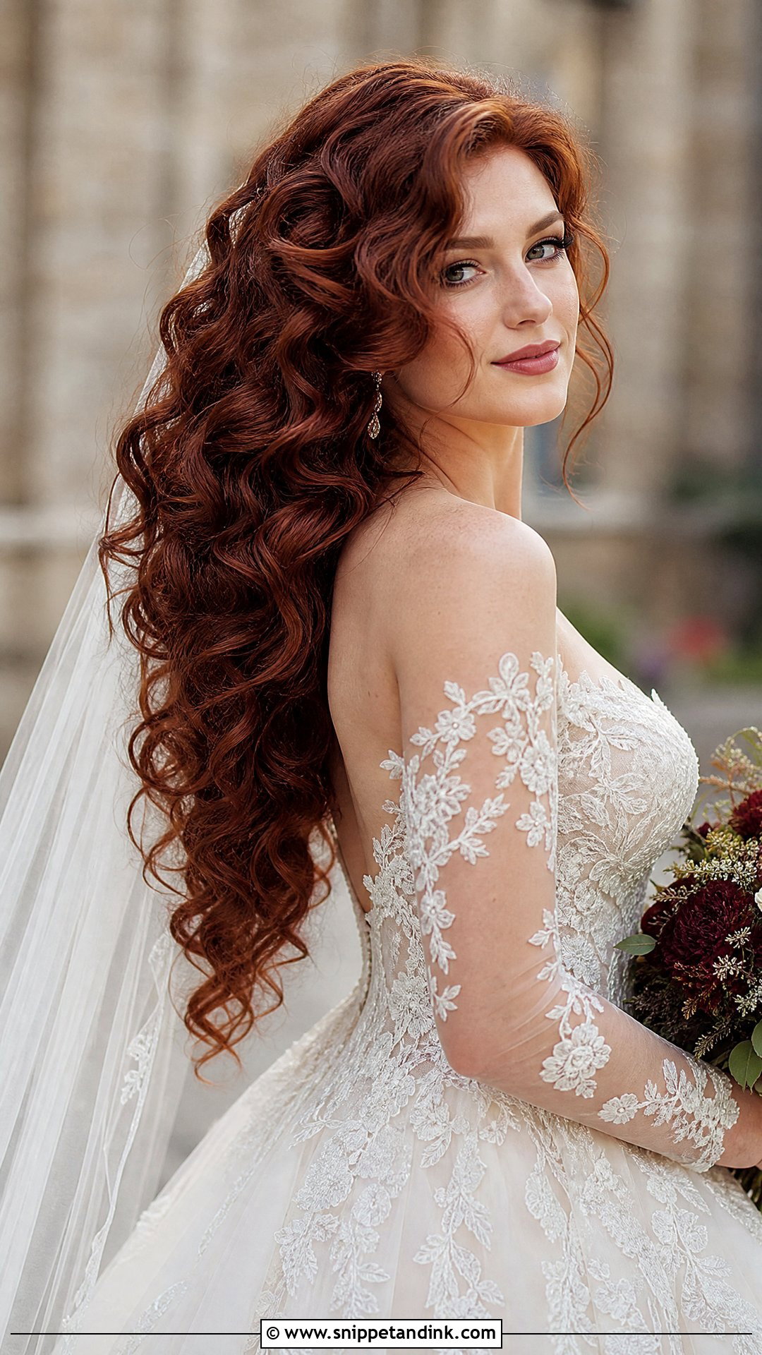 Voluminous Curls with Veil - Snippet and Ink - 20 Red Hair Brides