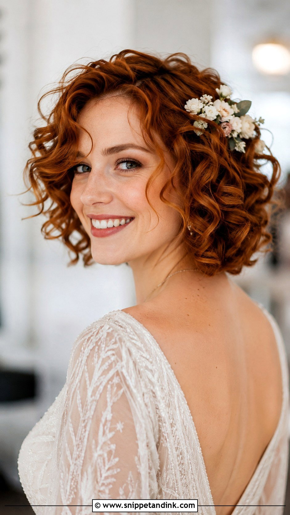 Voluminous Curly Bob - Snippet and Ink - 30 Short Wedding Hairstyles