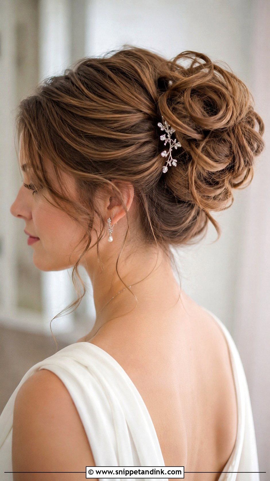Voluminous Curly Bun For Wavy Hair - Snippet and Ink - 20 Curly Hair for Wedding Guest Ideas