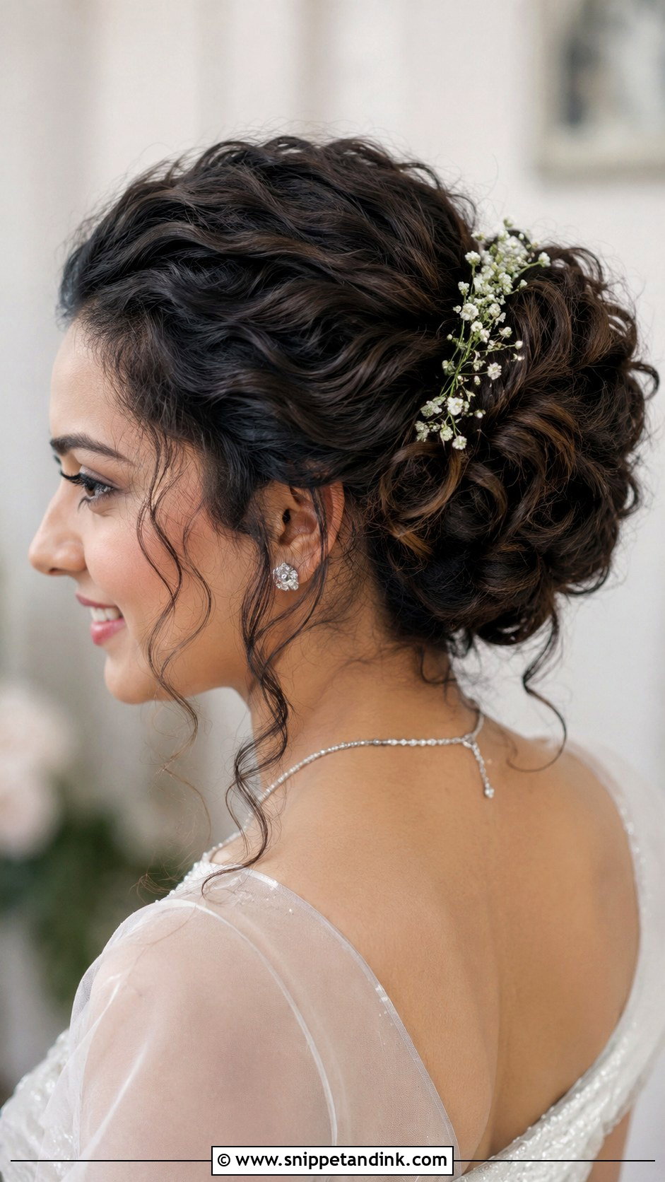 Voluminous Curly Bun for Christian Kerala Bride - Snippet and Ink - 30 Kerala Bride Hairstyles