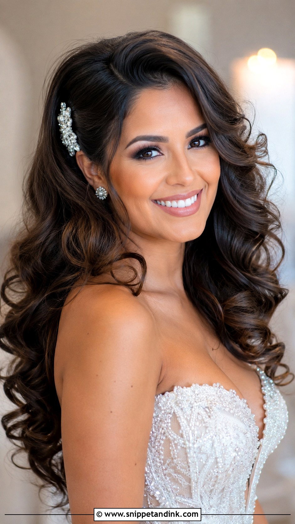 Voluminous Curly Down Hairstyle for Bride - Snippet and Ink - 25 Curly Hair Styles for Wedding