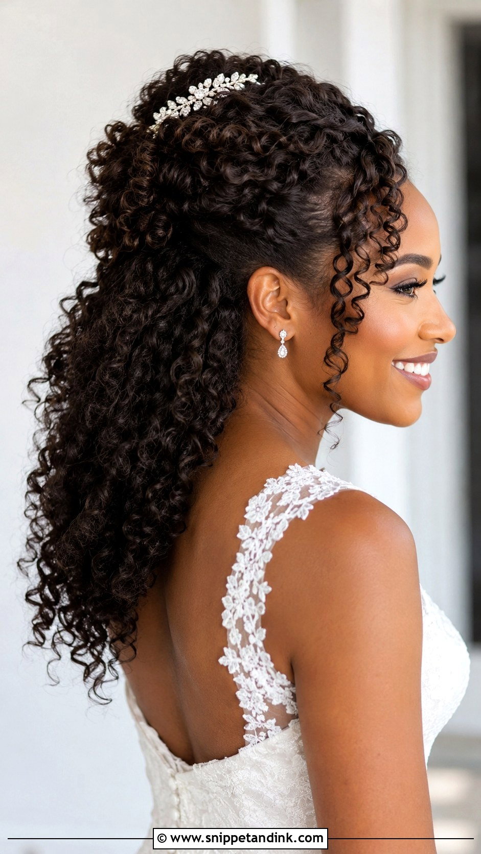 Voluminous Curly Half Up Half Down - Snippet and Ink - 20 Bride Hairstyles for Black Women