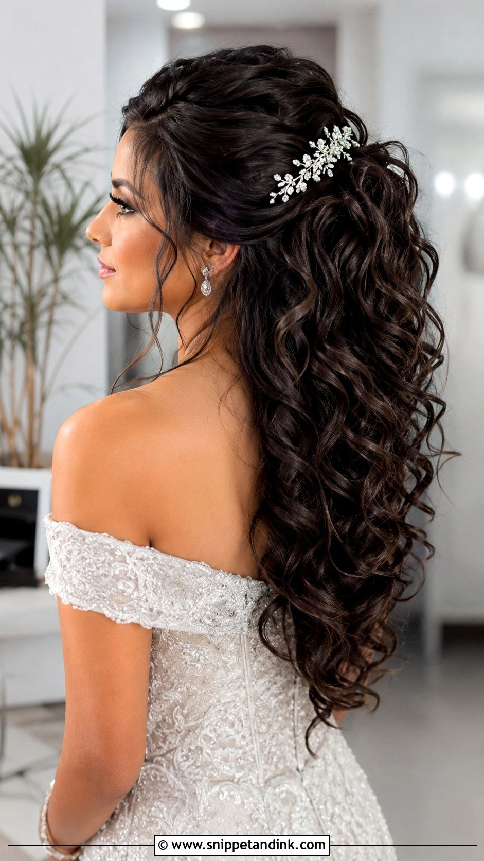Voluminous Curly Half Up Style - Snippet and Ink - 20 Short Curly Hairstyles for Wedding