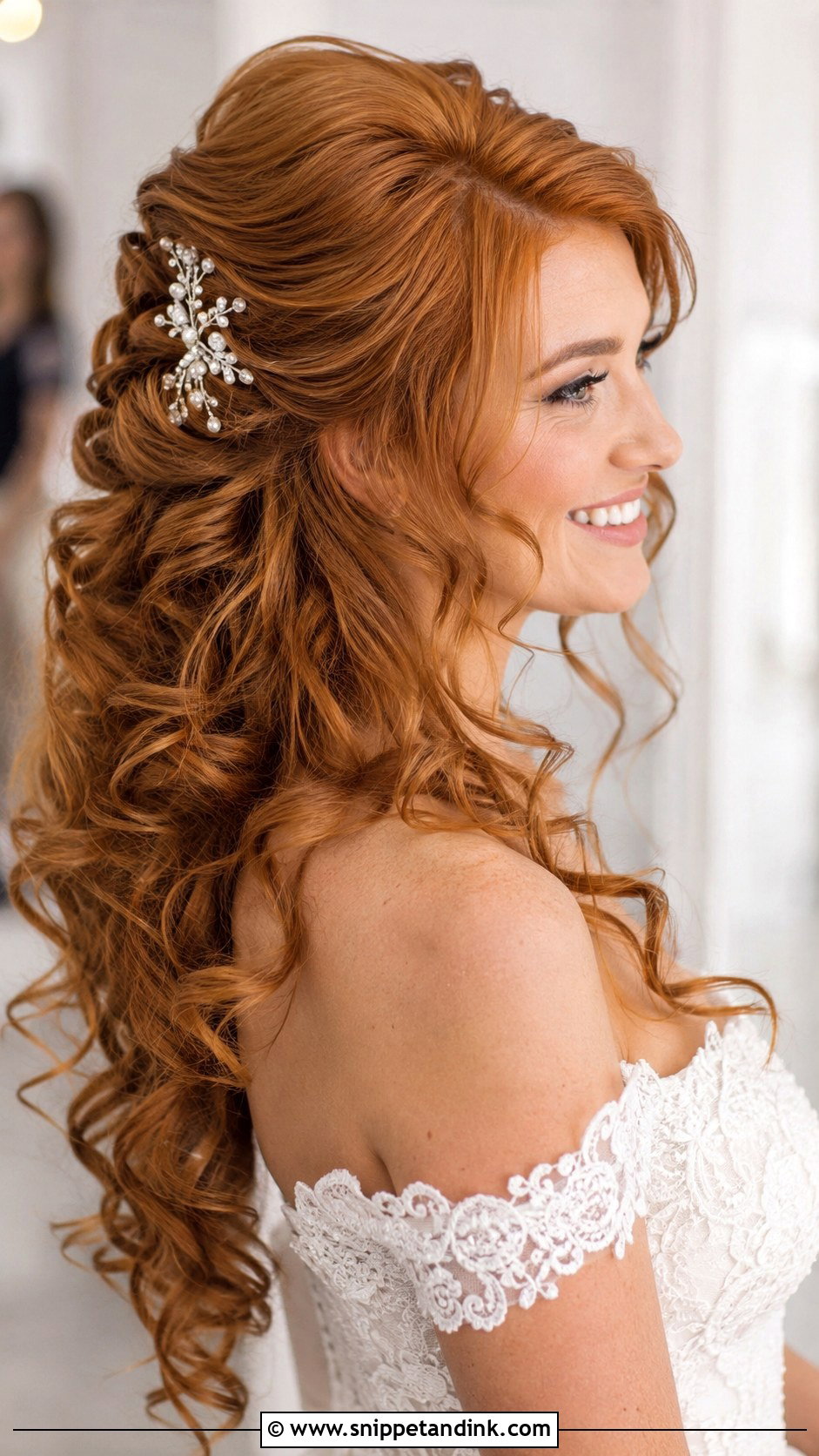 Voluminous Curly Half Updo - Snippet and Ink - 30 Wedding Hairstyles for Curly Hair