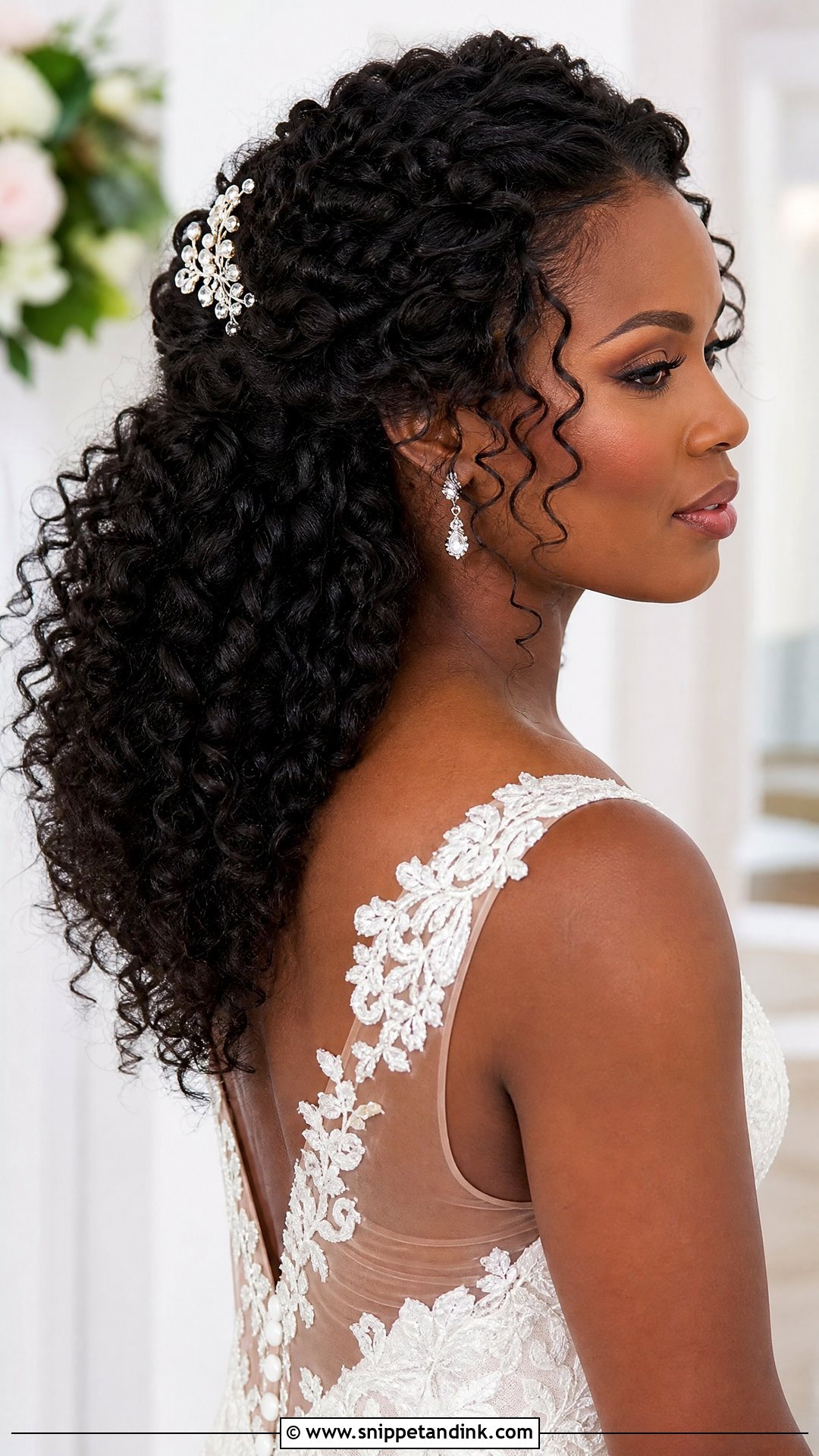 Voluminous Curly Half Updo - Snippet and Ink - 20 Big Bridal Hair Ideas
