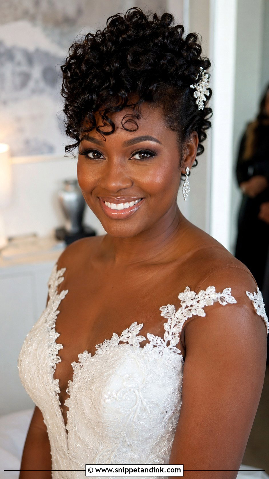 Voluminous Curly Pixie - Snippet and Ink - 25 Short Hair Bride Hairstyles