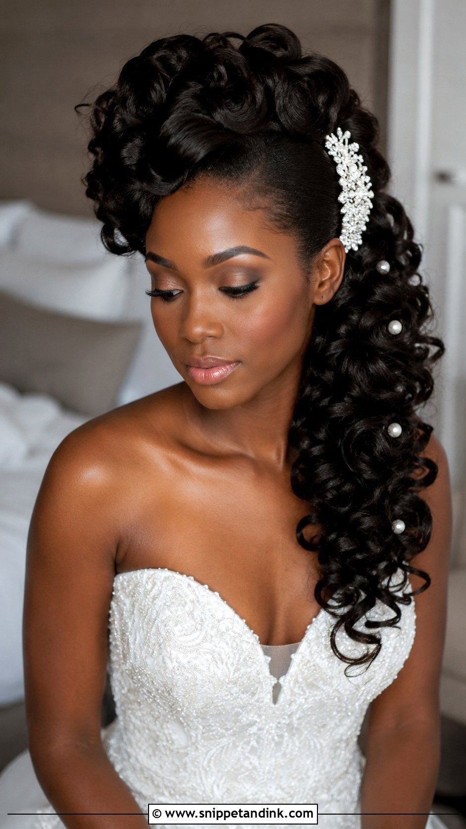 Voluminous Curly Side Sweep - Snippet and Ink - 20 Bridal Natural Hairstyles