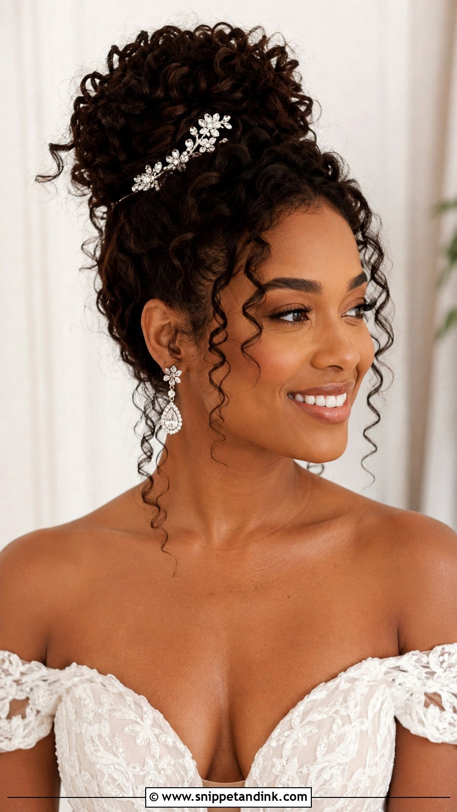 Voluminous Curly Top Knot - Snippet and Ink - 25 Natural Hair Updo Wedding Ideas
