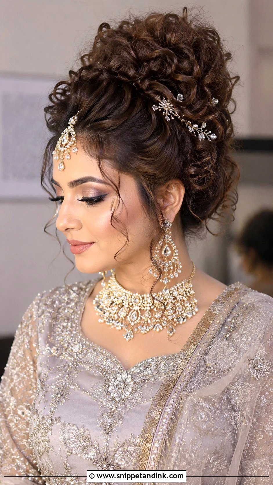 Voluminous Curly Updo - Snippet and Ink - 25 Pakistani Bridal Hairstyles Walima