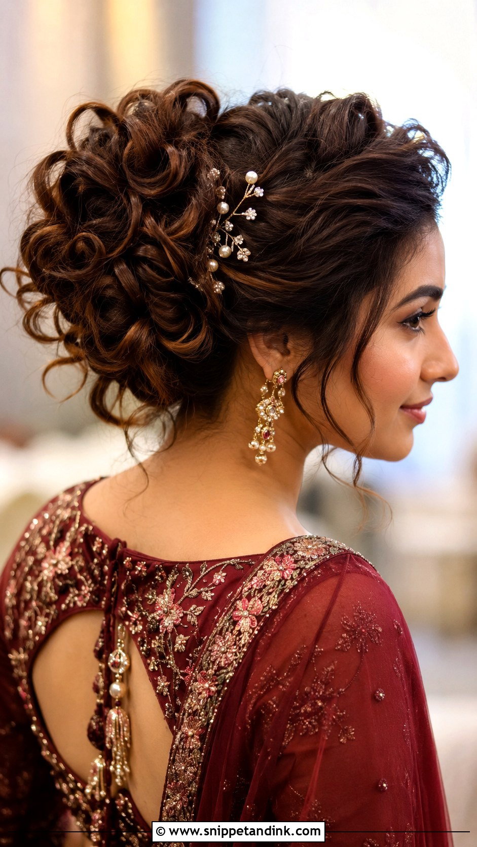 Voluminous Curly Updo - Snippet and Ink - 30 Indian Wedding Hairstyles