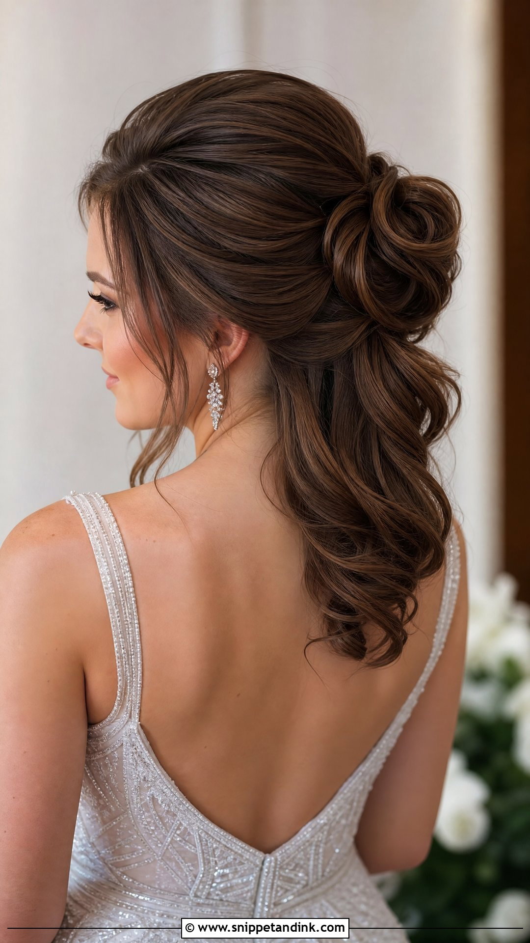 Voluminous Half Up Bun With Teased Crown - Snippet and Ink - 20 Half-Up Bun Wedding Hair Ideas