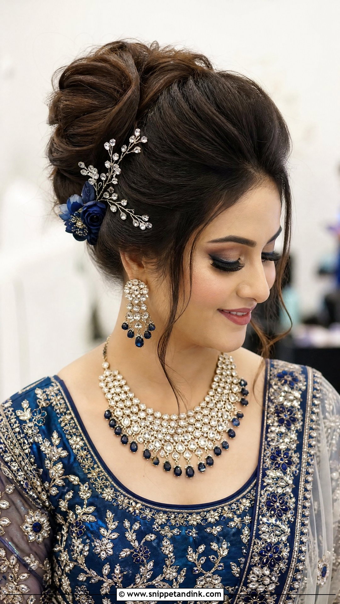 Voluminous High Bun - Snippet and Ink - 20 Mandap Hairstyle for Bride Ideas