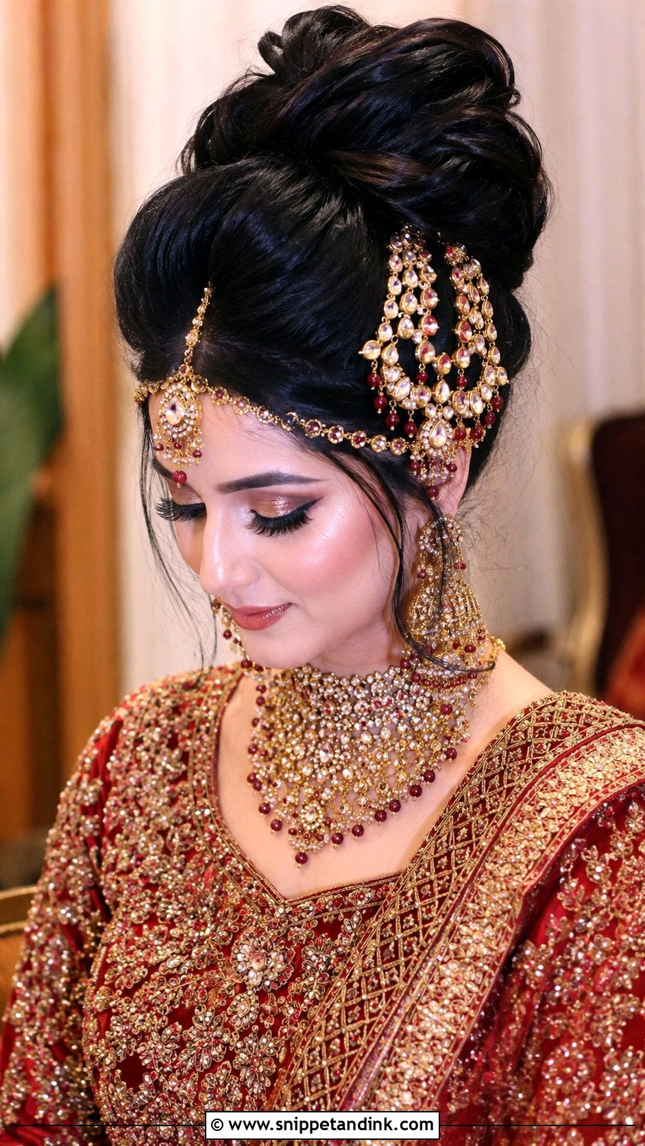Voluminous High Bun With Passa - Snippet and Ink - 20 Pakistani Barat Bride Hairstyles