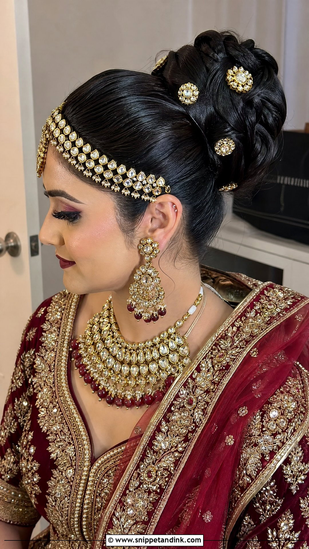 Voluminous Juda Bun for North Indian Brides - Snippet and Ink - 20 Traditional Indian Wedding Hairstyles