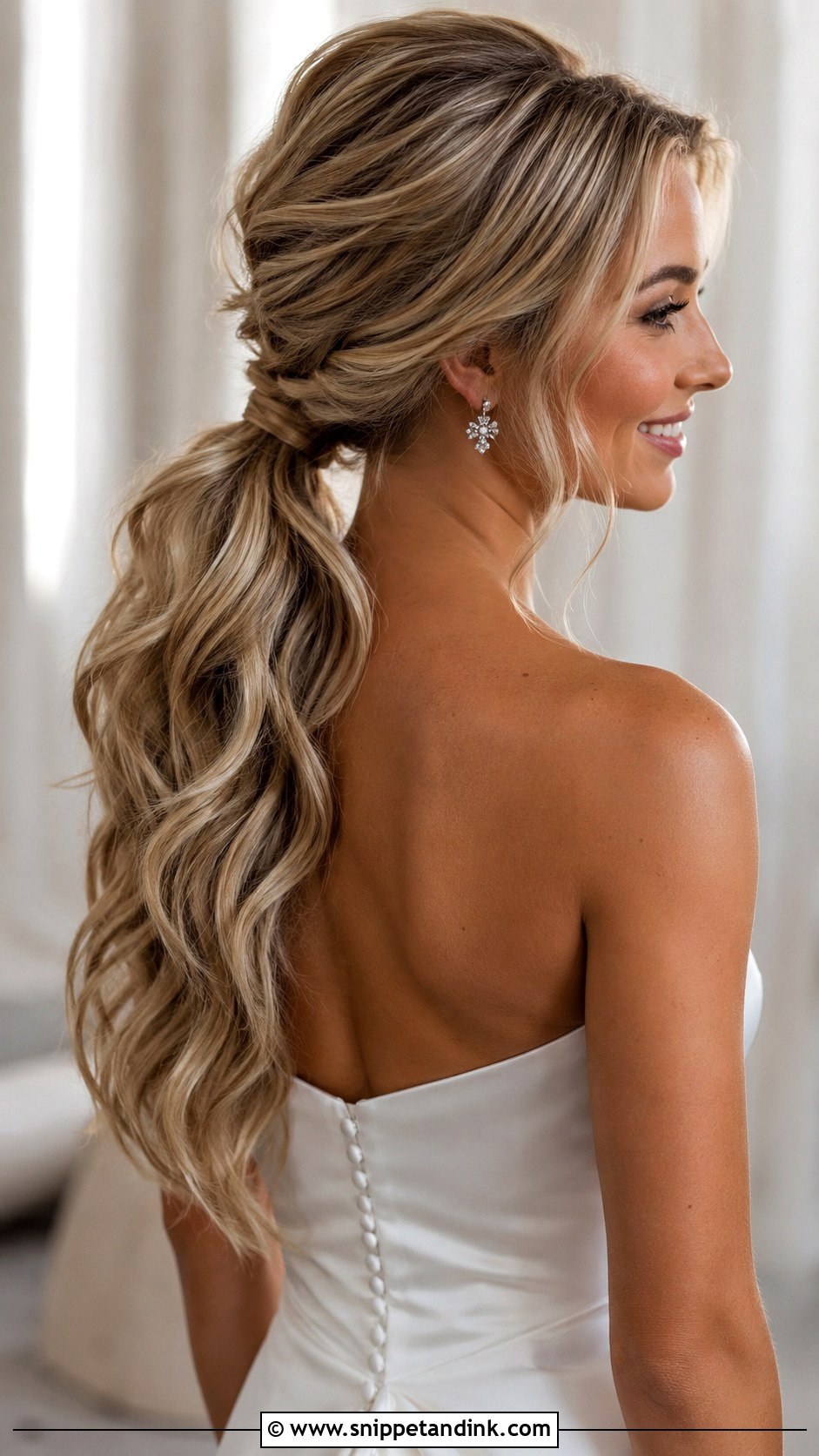 Voluminous Low Ponytail Bridal Hair - Snippet and Ink - 15 Low Ponytail Bridal Hair Ideas