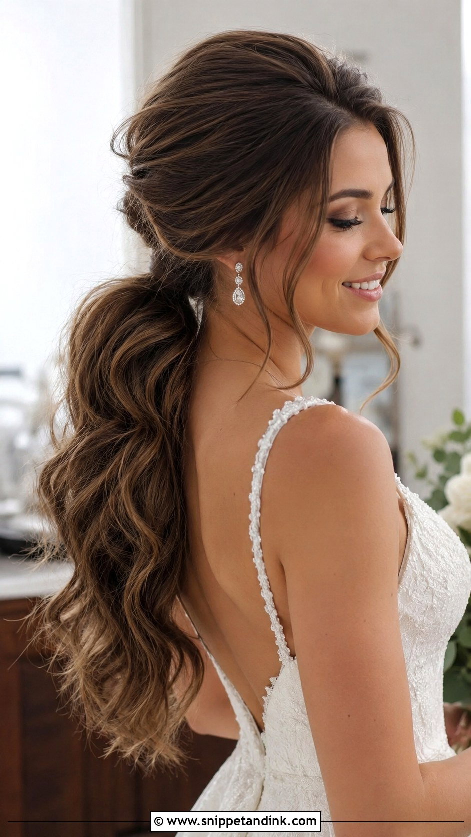 Voluminous Low Ponytail Wedding Hair - Snippet and Ink - 25 Low Ponytail Wedding Hair Ideas