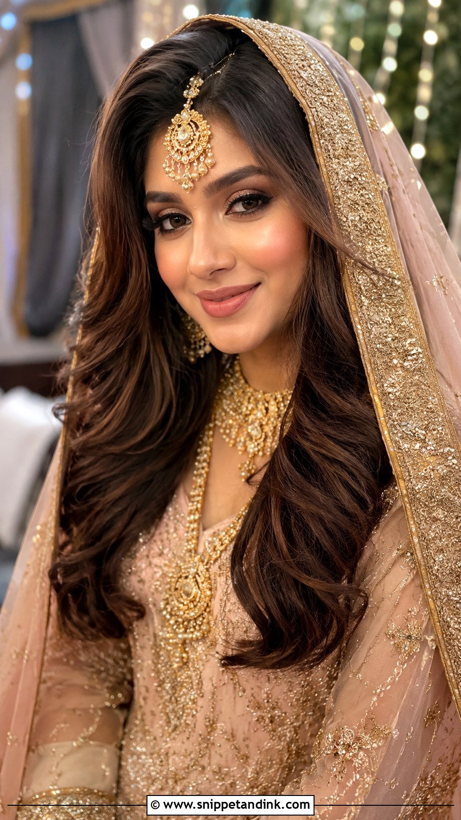 Voluminous Open Hair With Dupatta on Head - Snippet and Ink - 20 Pakistani Bridal Hairstyles with Dupatta