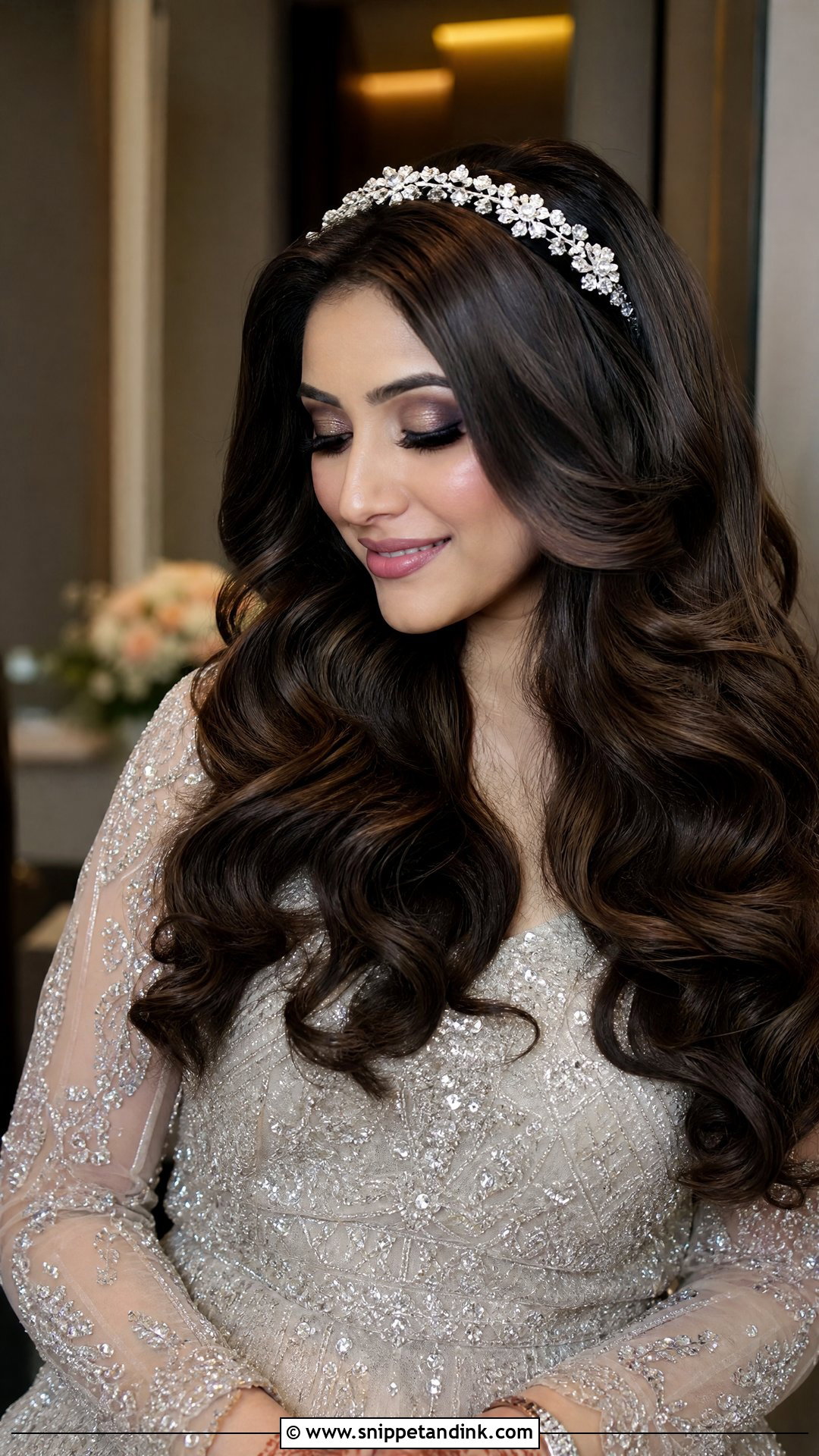 Voluminous Open Waves - Snippet and Ink - 20 Desi Wedding Hairstyles for Long Hair