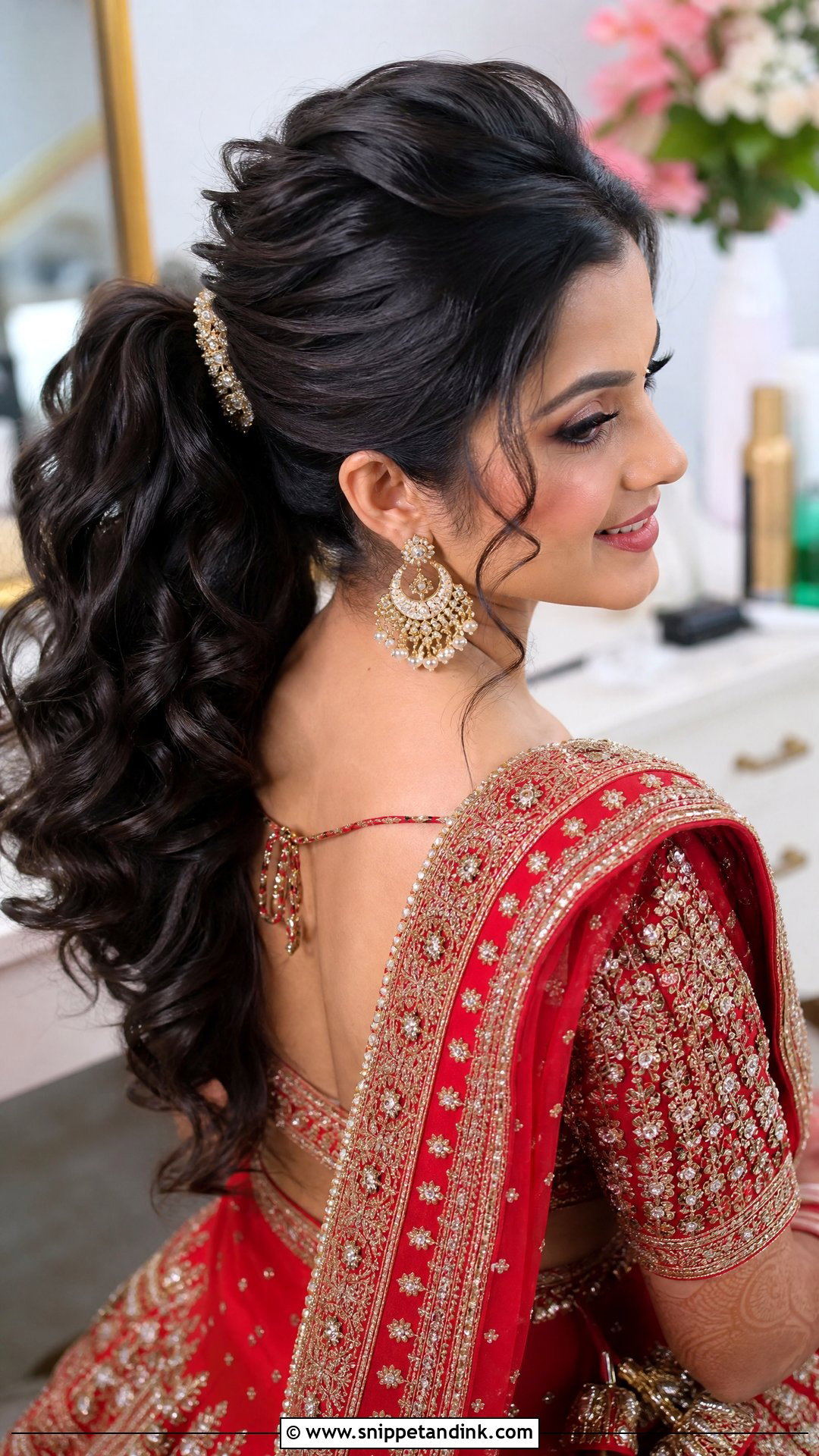 Voluminous Ponytail With Curls - Snippet and Ink - 20 Barat Bridal Hairstyle Ideas