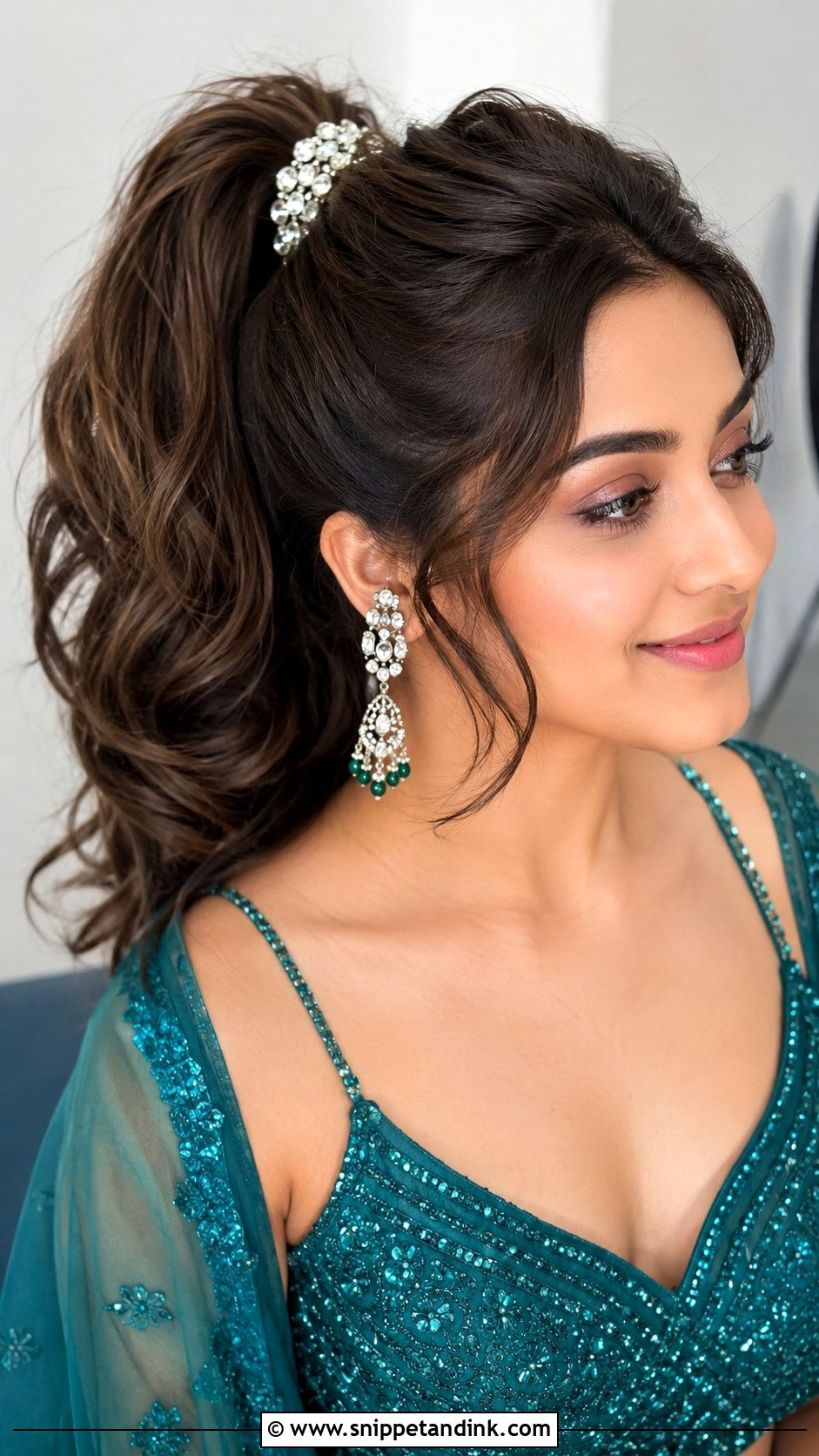 Voluminous Ponytail With Hair Accessory - Snippet and Ink - 20 Indian Wedding Hair Styles