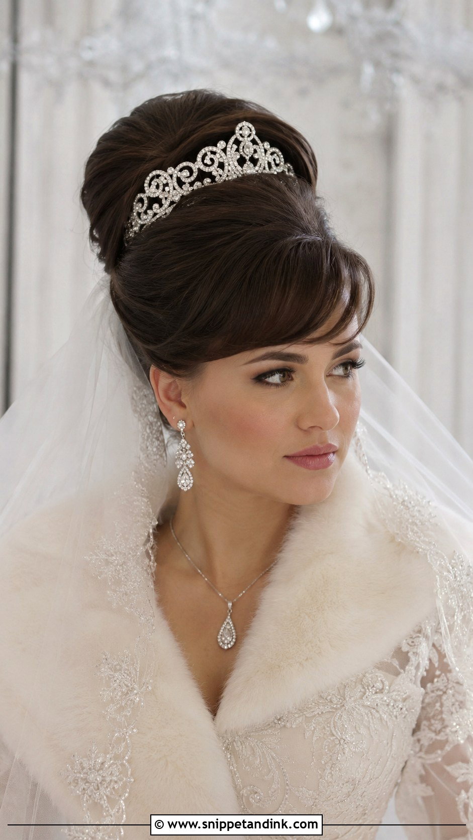 Voluminous Updo With Bouffant Bangs - Snippet and Ink - 20 Wedding Updo with Bangs Ideas