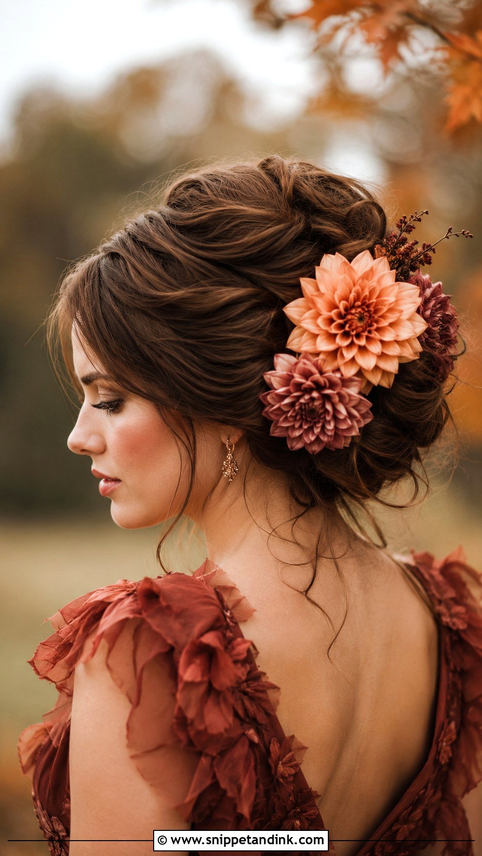 Voluminous Updo With Dahlias - Snippet and Ink - 25 Bridal Hair Flowers