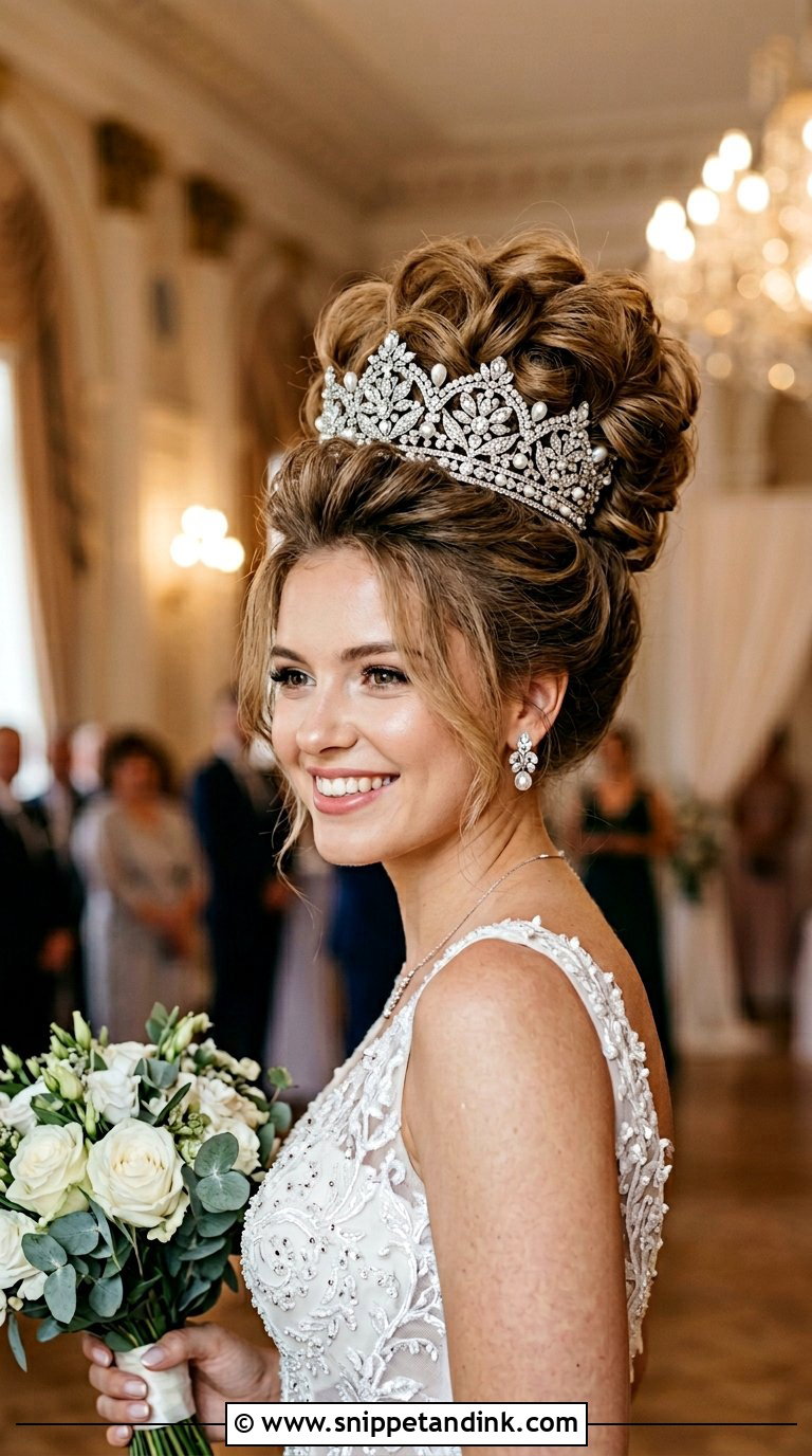 Voluminous Updo With Statement Crown - Snippet and Ink - 20 Bride Hairstyles with Crown