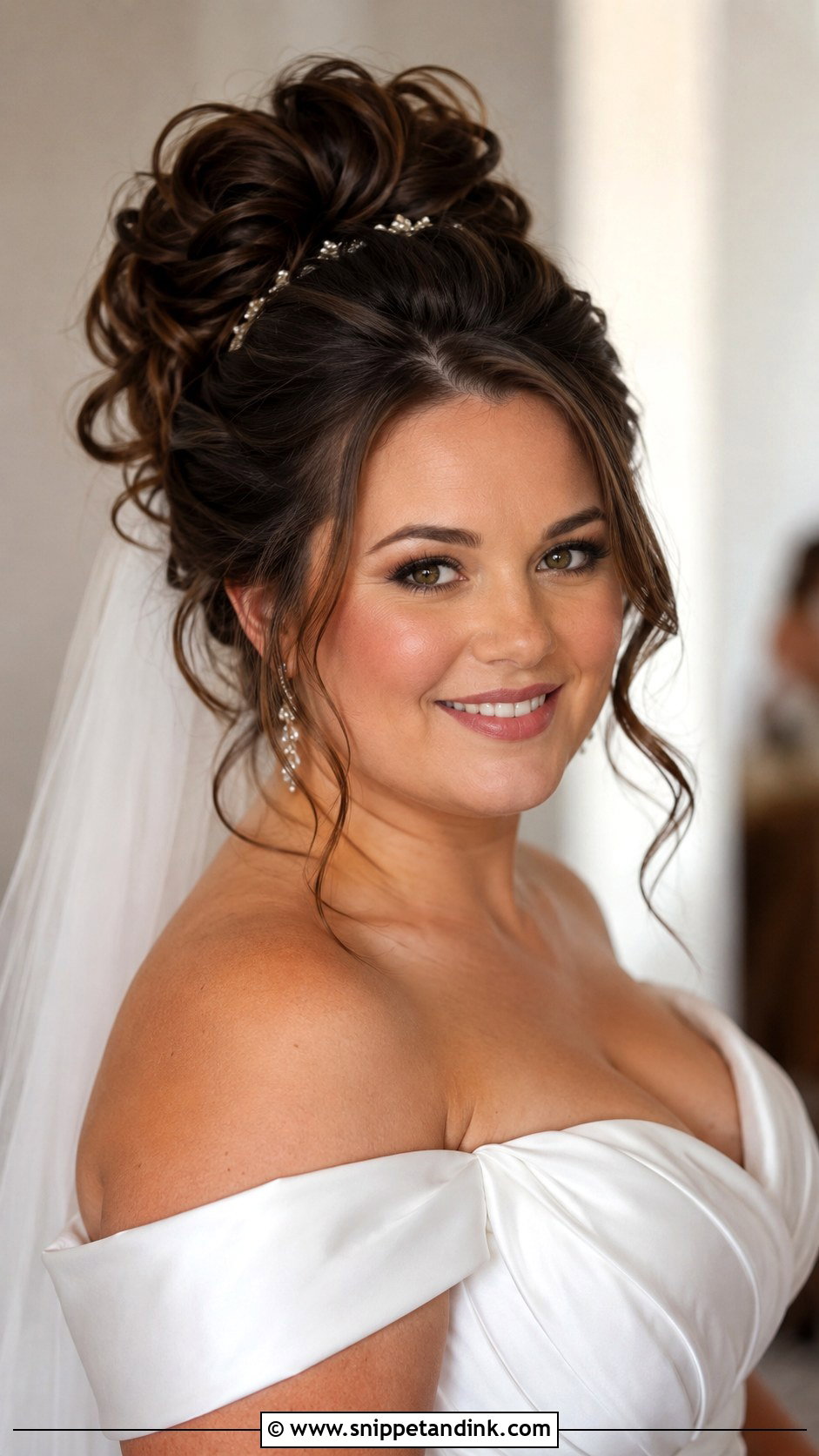 Voluminous Updo With Tendrils for Round Face - Snippet and Ink - 25 Wedding Hair for Round Face Ideas