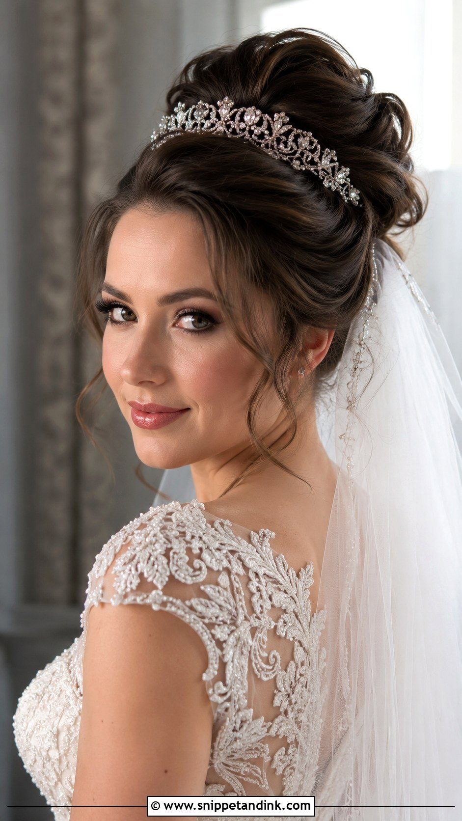Voluminous Updo With Tiara Headband - Snippet and Ink - 20 Bridal Updo with Headband Ideas