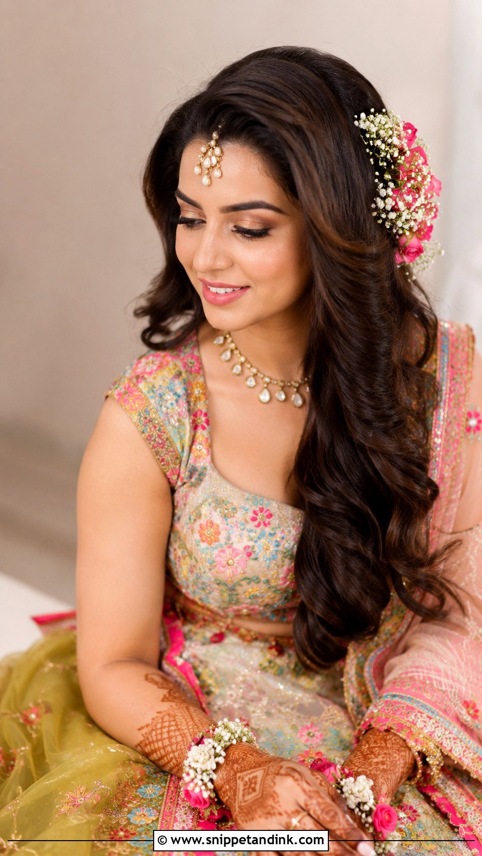 Voluminous Waves Hairstyle For Mehndi - Snippet and Ink - 20 Mehndi Event Hairstyles