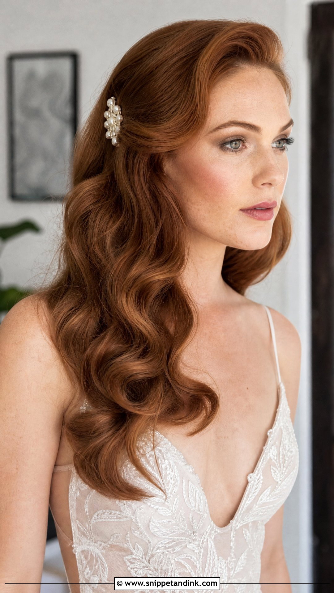Voluminous Waves With Pearl Clip - Snippet and Ink - 20 Pearl Wedding Hairstyles