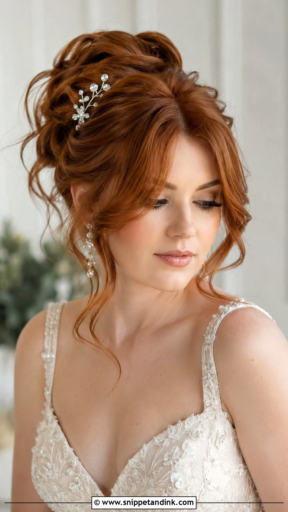 Voluminous Wedding Updo With Curtain Bangs - Snippet and Ink - 15 Wedding Updo with Curtain Bangs Ideas