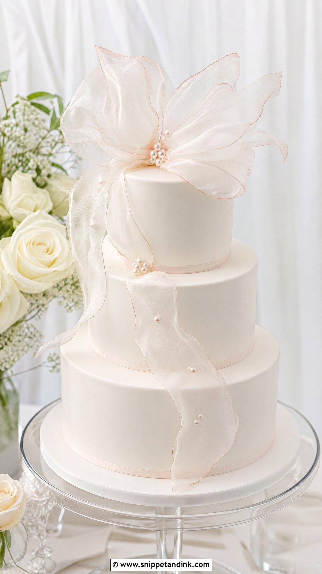 Wafer Paper Bow Wedding Cake - Snippet and Ink - 35 Bow Cake Ideas for Wedding