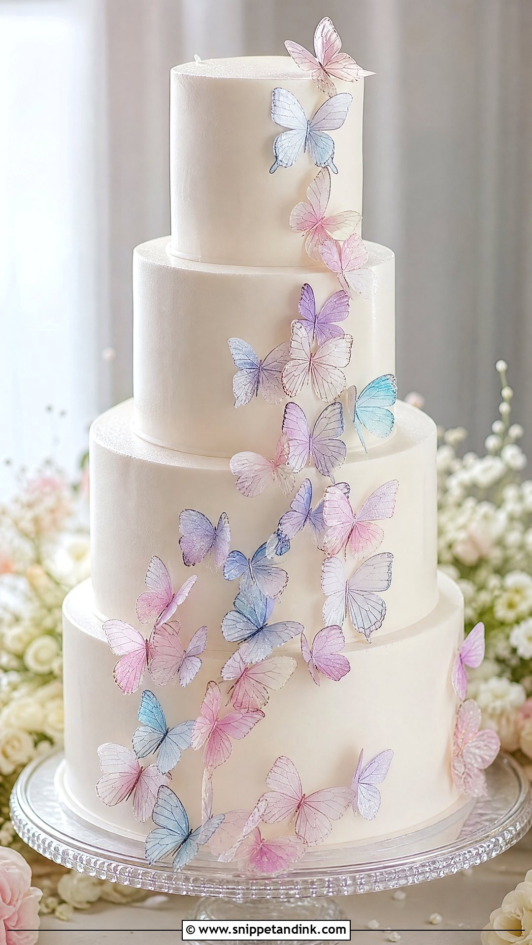 Wafer Paper Butterfly Wedding Cake - Snippet and Ink - 25 Butterfly Cake Design Ideas for Wedding