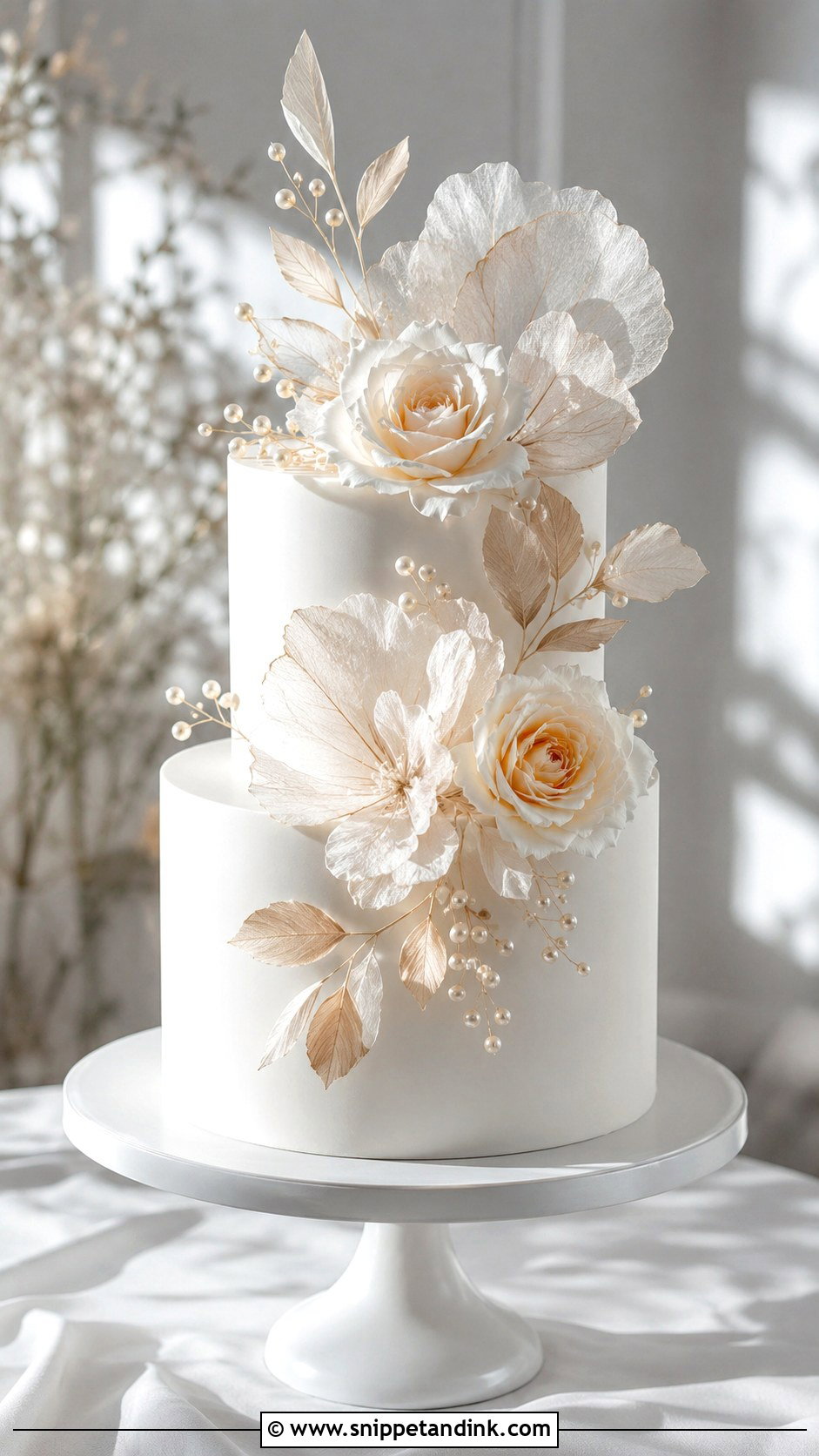 Wafer Paper Flower Wedding Cake - Snippet and Ink - 20 Aesthetic Floral Cake Ideas for Wedding