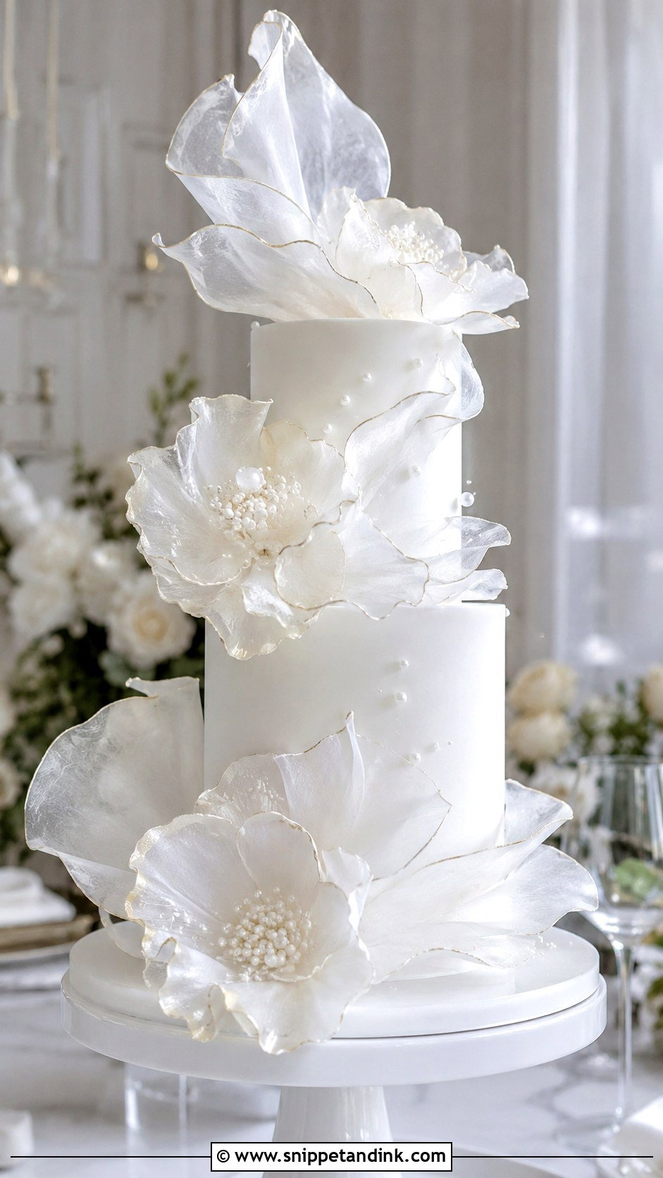 Wafer Paper Wedding Cake - Snippet and Ink - 20 Wedding Cake Decorating Techniques