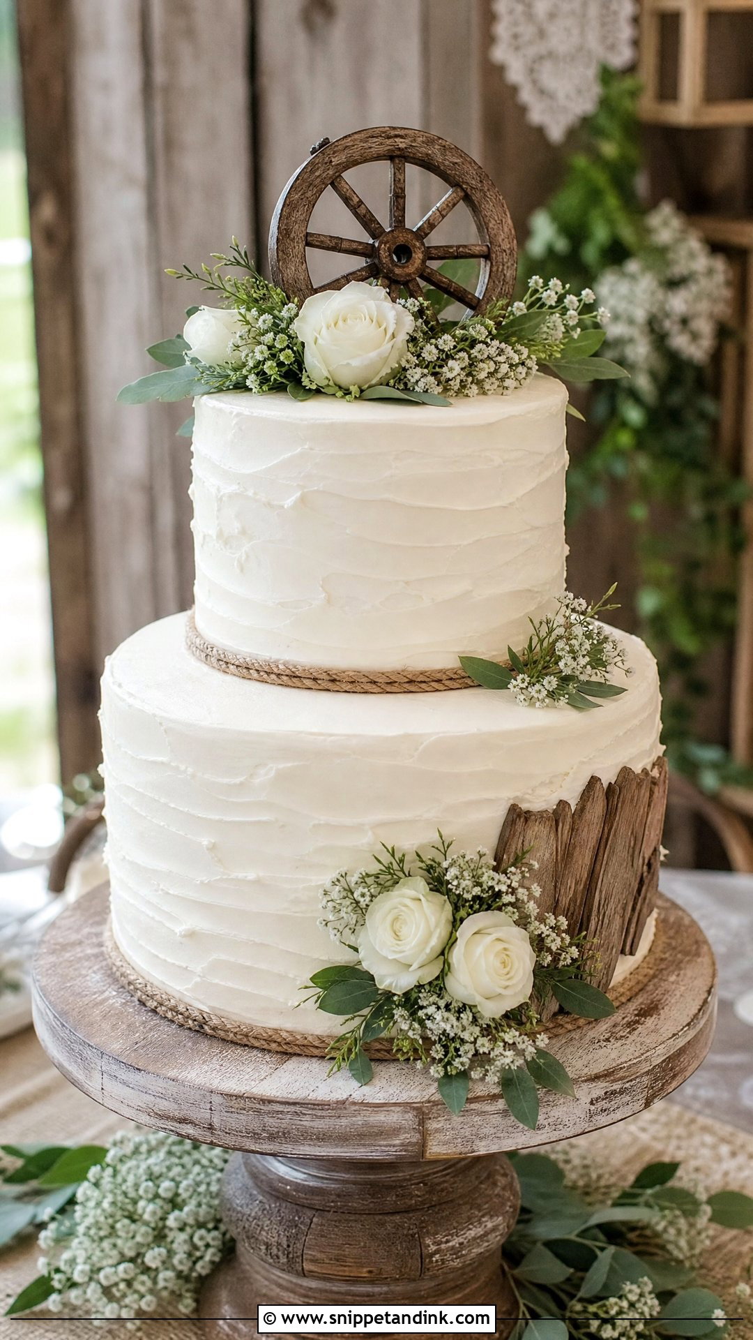 Wagon Wheel Wedding Cake - Snippet and Ink - 20 Western Wedding Cake Ideas