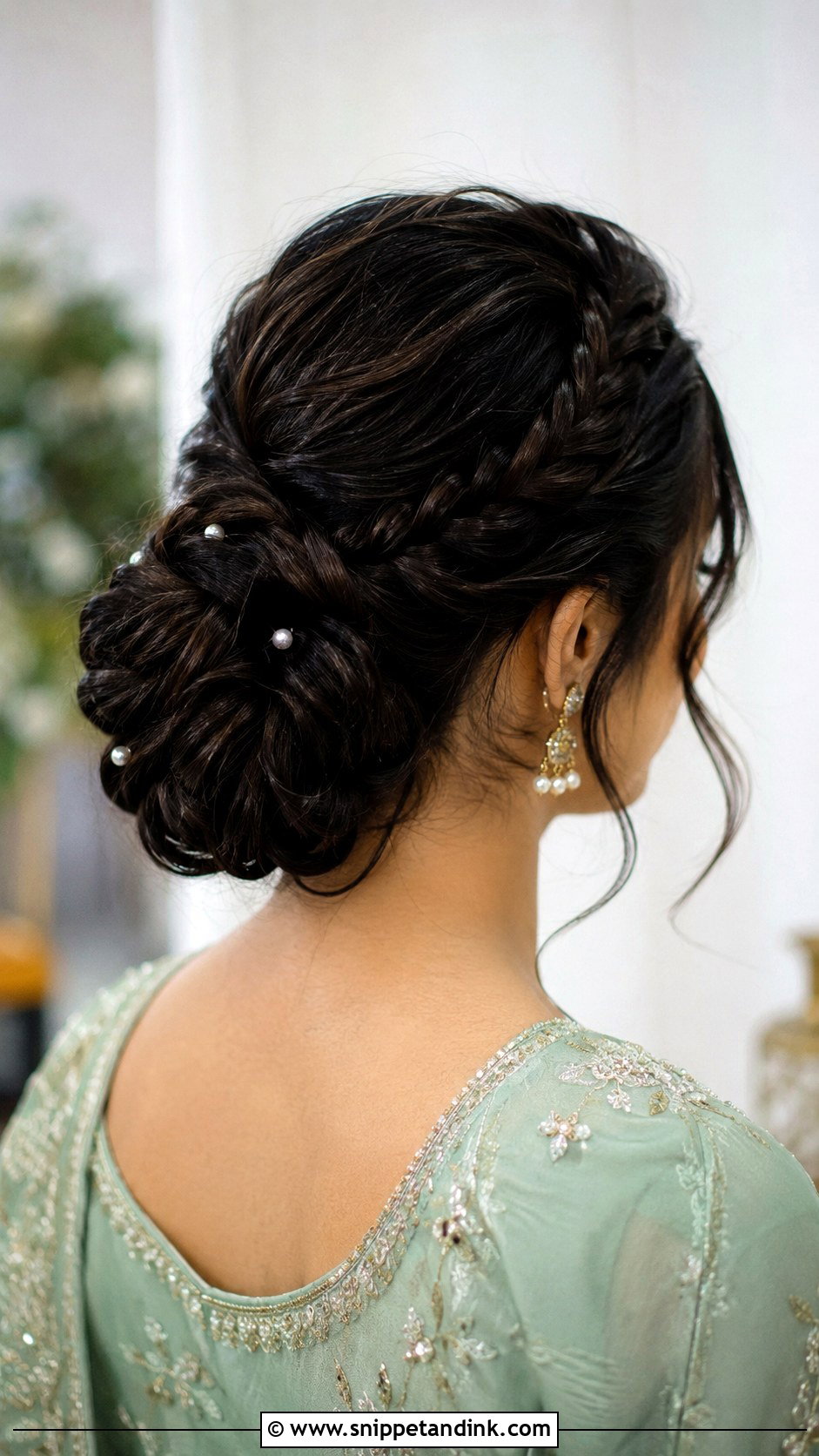 Walima Bridesmaid Braided Bun - Snippet and Ink - 25 Walima Bridesmaid Hairstyles