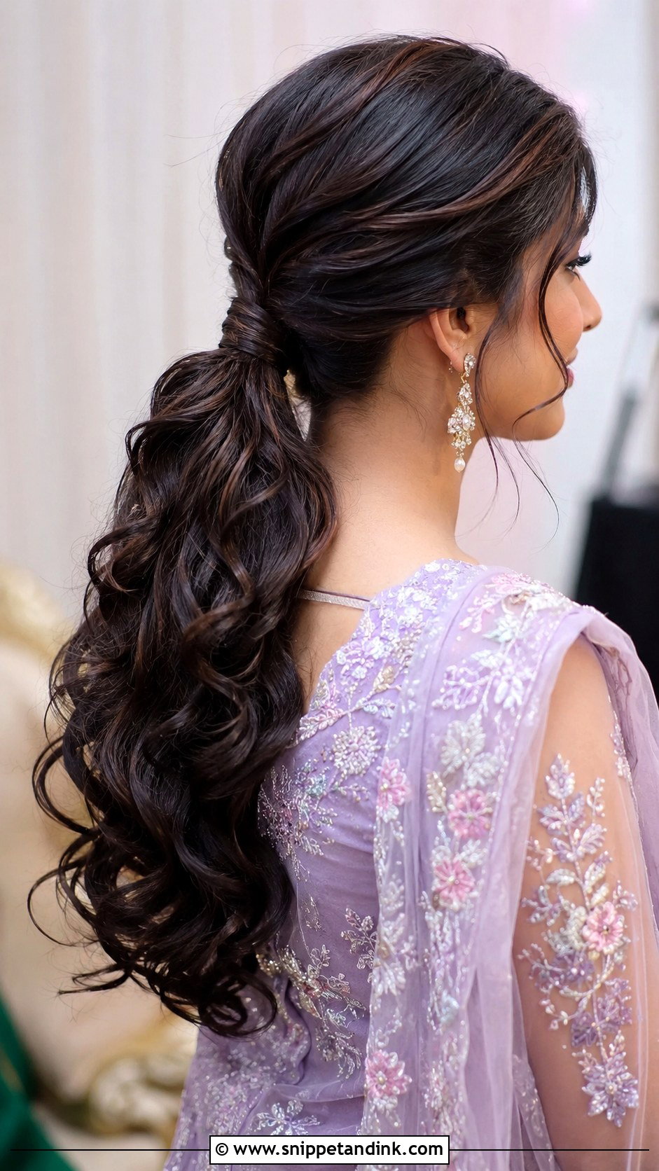 Walima Bridesmaid Curly Ponytail - Snippet and Ink - 25 Walima Bridesmaid Hairstyles
