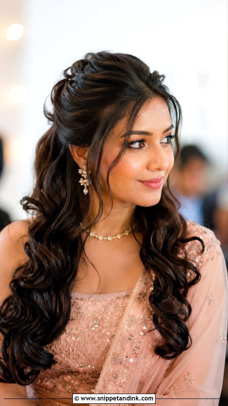 Walima Bridesmaid Half Up Half Down Curls - Snippet and Ink - 25 Walima Bridesmaid Hairstyles